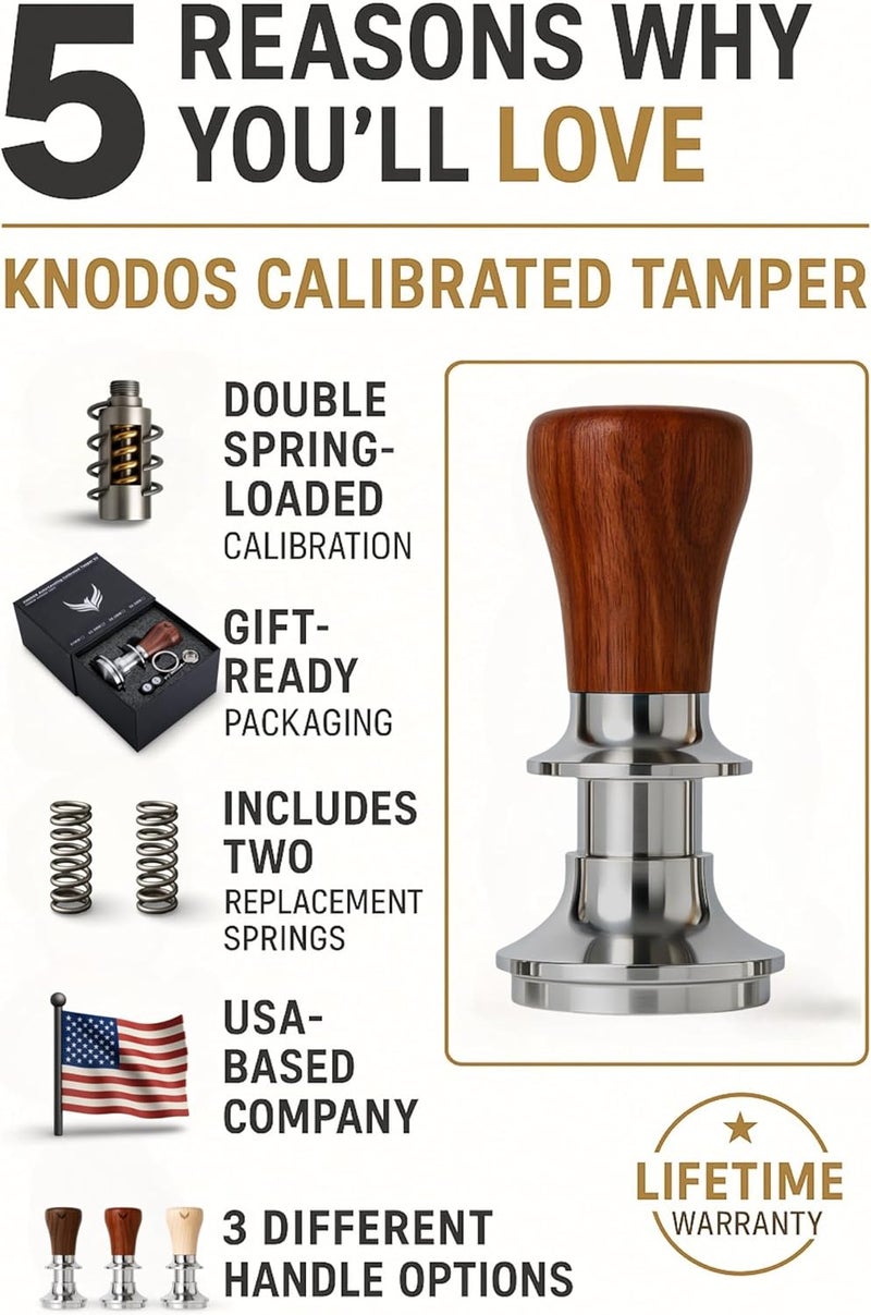 KNODOS 51.5mm Coffee Tamper for La Pavoni Post Millenium Models Spring-Loaded 30lbs Tamper Tool Espresso Machine Accessories Includes Gift Box - Image 3